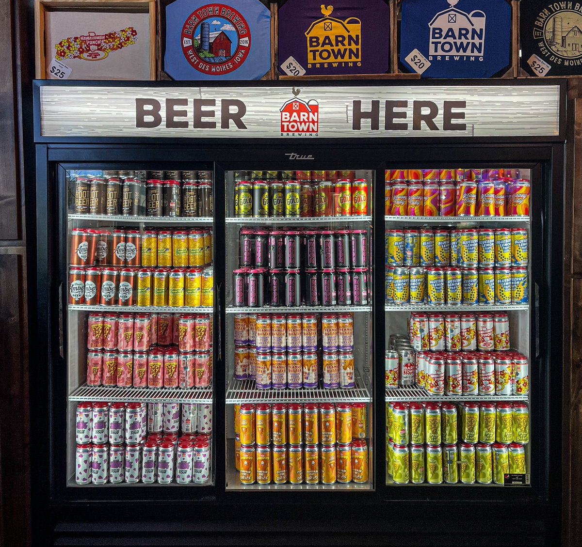 What's in our cooler?! 👀 

If you ever want to see what we have available, you can check out our website for what we've got on draft and in cans:

barntownbrewing.com/menu/beer

While you're at it.... check out the sweet merch we've got available too.