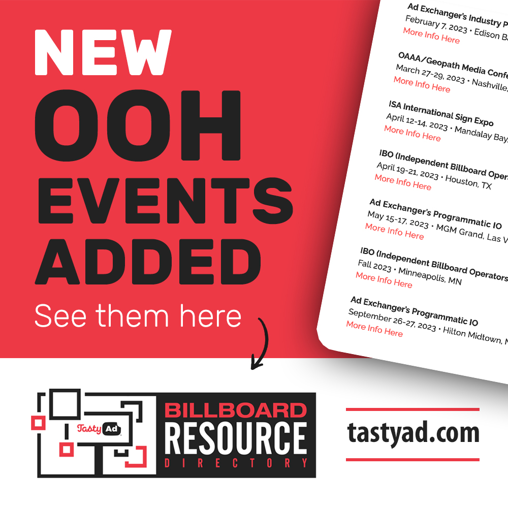 TastyAd's tweet image. Our catalog of everything an outdoor company might need to conduct business. From products and services to helpful information and tips tastyad.com/billboard-reso… #resourcedirectory #ooh #dooh #events #products