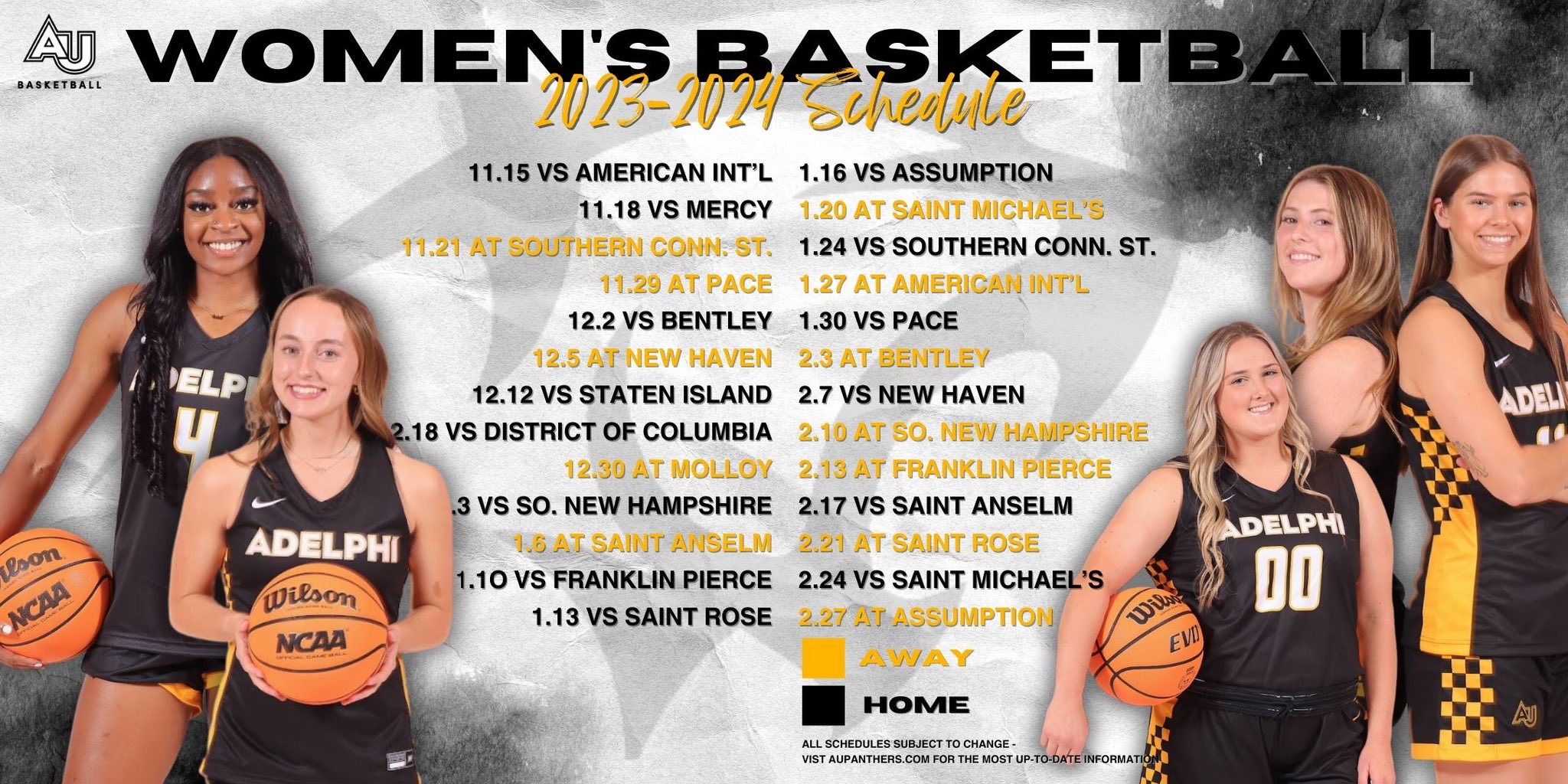 Adelphi Women's Basketball on X: We're almost there ‼️ When are you free  this winter? We have a lot of options for you 🤩 FULL SCHEDULE ➡️:   #PawsUp🐾  / X