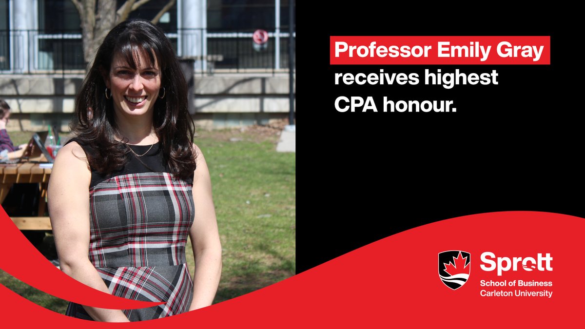 Join us in congratulating professor Emily Gray, Academic Director of Sprott’s Master of Accounting program, for being elected as a Fellow by the <a href="/CPA_Ontario/">CPA Ontario</a> Council! sprott.carleton.ca/2023/11/profes…

#CPA #FCPA #Accounting <a href="/Carleton_U/">Carleton University</a> <a href="/SprottAlumni/">Sprott Alumni at Carleton University</a>