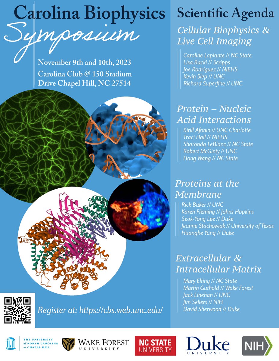 UNC_BCBP's tweet photo. We are pleased to host the Carolina Biophysics Symposium on the beautiful UNC Chapel Hill campus on November 9-10. https://t.co/PlC6MAMEqT