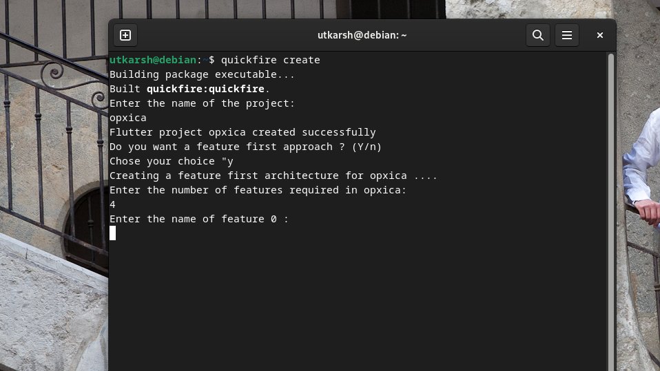 twtutkarsh's tweet image. Dear #FlutterDevs
Here is an update over &apos;quickfire&apos;.
I) Till now, it can create a flutter project with feature-first approach (bloc, UI, Repo and Widgets folder)
II) It can create a basic scaffold for every UI
III) It can create a bloc files

Will share the repo really soon 🚀