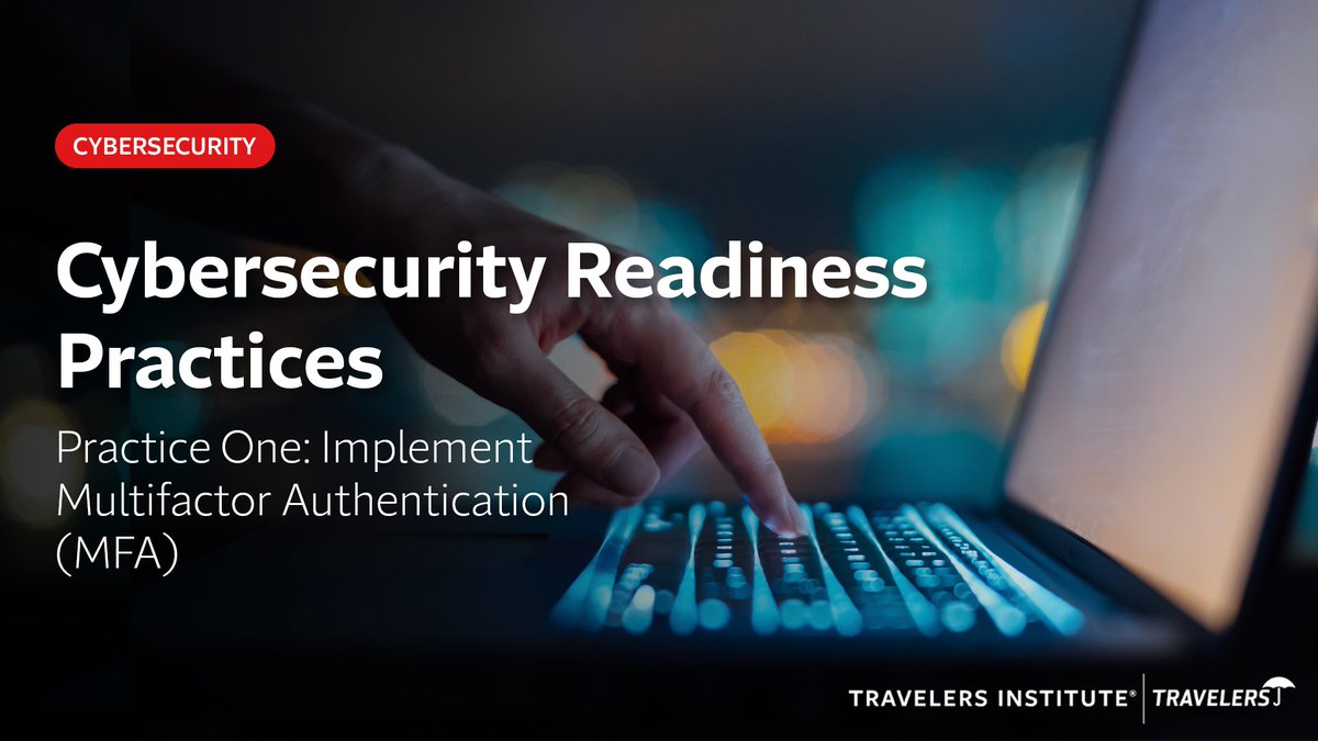 With #cyber threats on the rise, relying solely on passwords is not enough. 📲 Learn why your organization should implement MFA by visiting the #TravelersInstitute’s Cyber Readiness Hub and reading part one of our article series on cybersecurity: travl.rs/3ssya6J