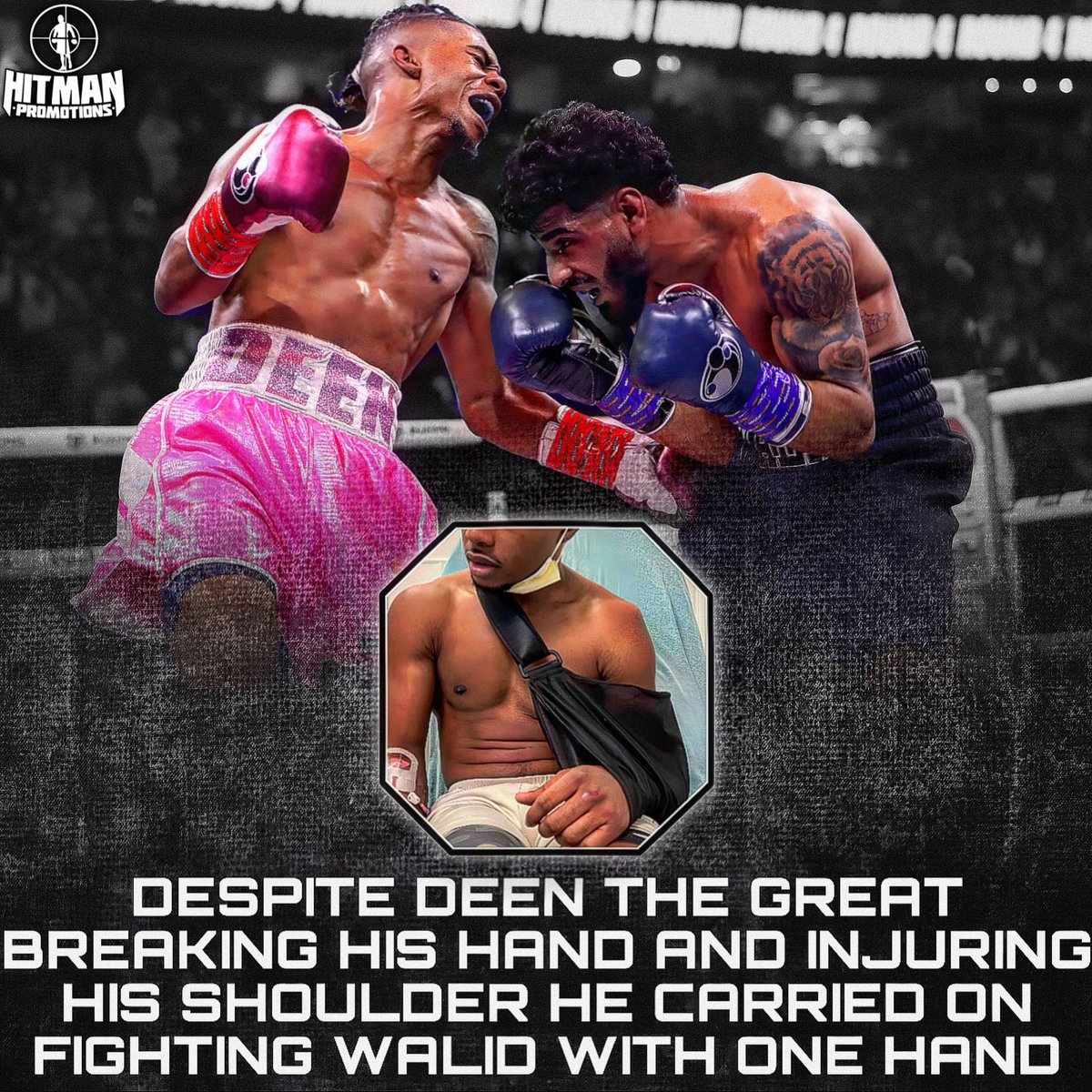 HitmanPromotion's tweet photo. Deen The Great Fought With One Hand Against Walid 😳
#deenthegreat #walidsharks #misfitsboxing #boxing #explore #fyp https://t.co/b6JrM9GMYM