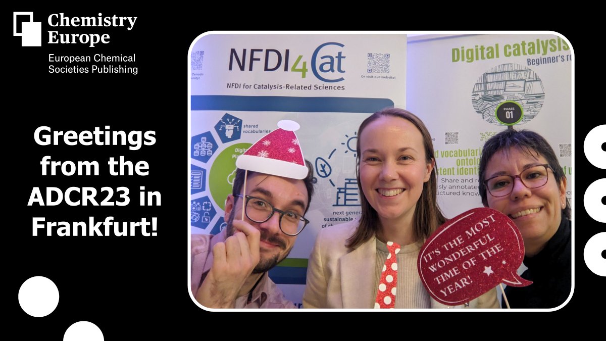 #OpenData are always in season! 

Our editors @CGersPanther, @sggallardo & @ChemistFeminist from @ChemCatChem, @EurJIC & @ChemMethods participated in #ADCR23, talking to and learning from @NFDI4Cat and their partner initiatives - Thanks for having us!
