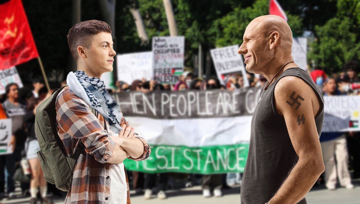 The Babylon Bee (@thebabylonbee) on Twitter photo Palestine Protester Tries To Argue With Skinhead But They Just Agree On Everything buff.ly/40lMpHa Palestine Protester Tries To Argue With Skinhead But They Just Agree On Everything buff.ly/40lMpHa