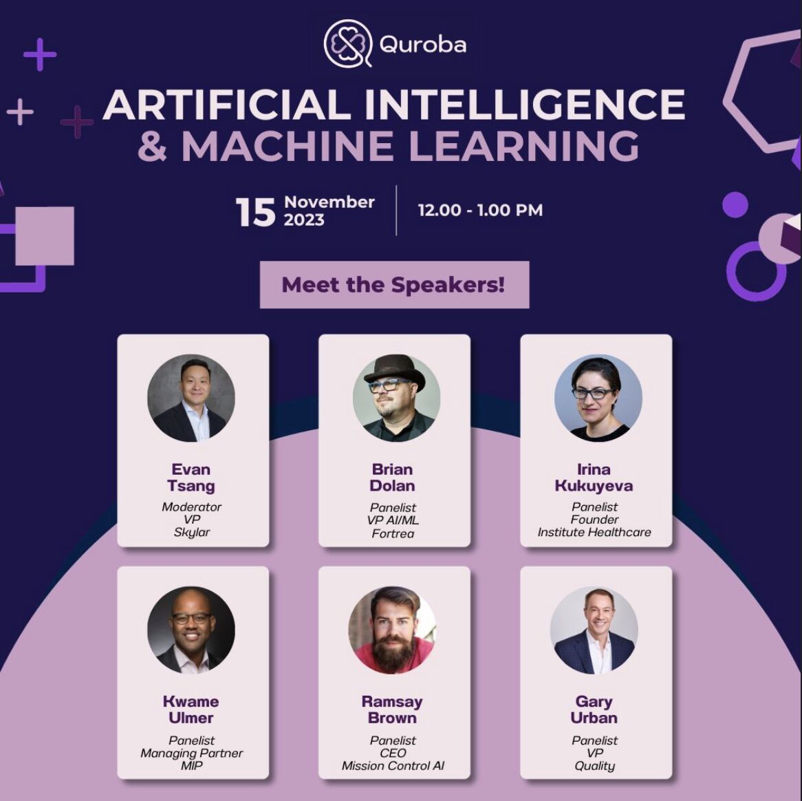 Quroba invites you to join them for their upcoming in-person event on November 15th at 12:00 PM PST at <a href="/BioscienceLA/">BioscienceLA</a>.

They will be discussing AI and Machine Learning in Medtech.

Get your tickets today: bit.ly/3Fw30hL
#QurobaConversations #AI #MachineLearning