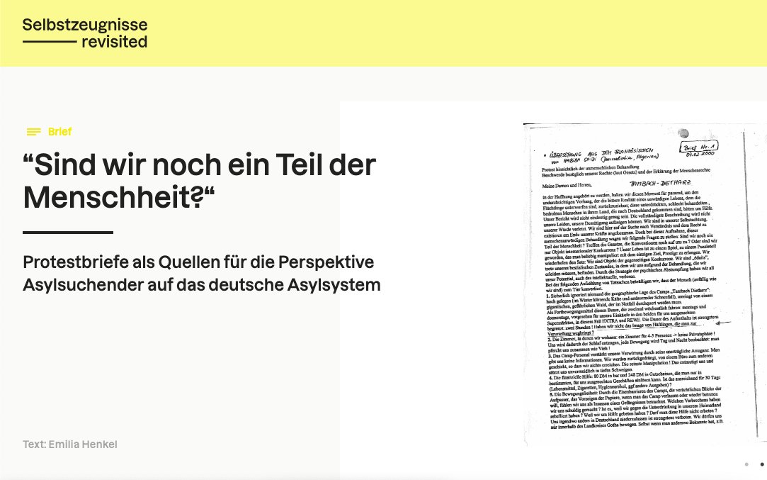 selbstzeugnisse's tweet photo. Neuer Beitrag: Emilia Henkel @unijena stellt 2 Briefe von Habiba Saidi vor. Als verfolgte Aktivistin ersuchte Saidi 1999 in Deutschland Asyl. Anhand der Briefe arbeitet Henkel eine Erfahrungsgeschichte von Asylsuchenden in der deutschen Provinz heraus.   🔗https://t.co/fZeSY6Jbr6 https://t.co/iCsmfJHWvb