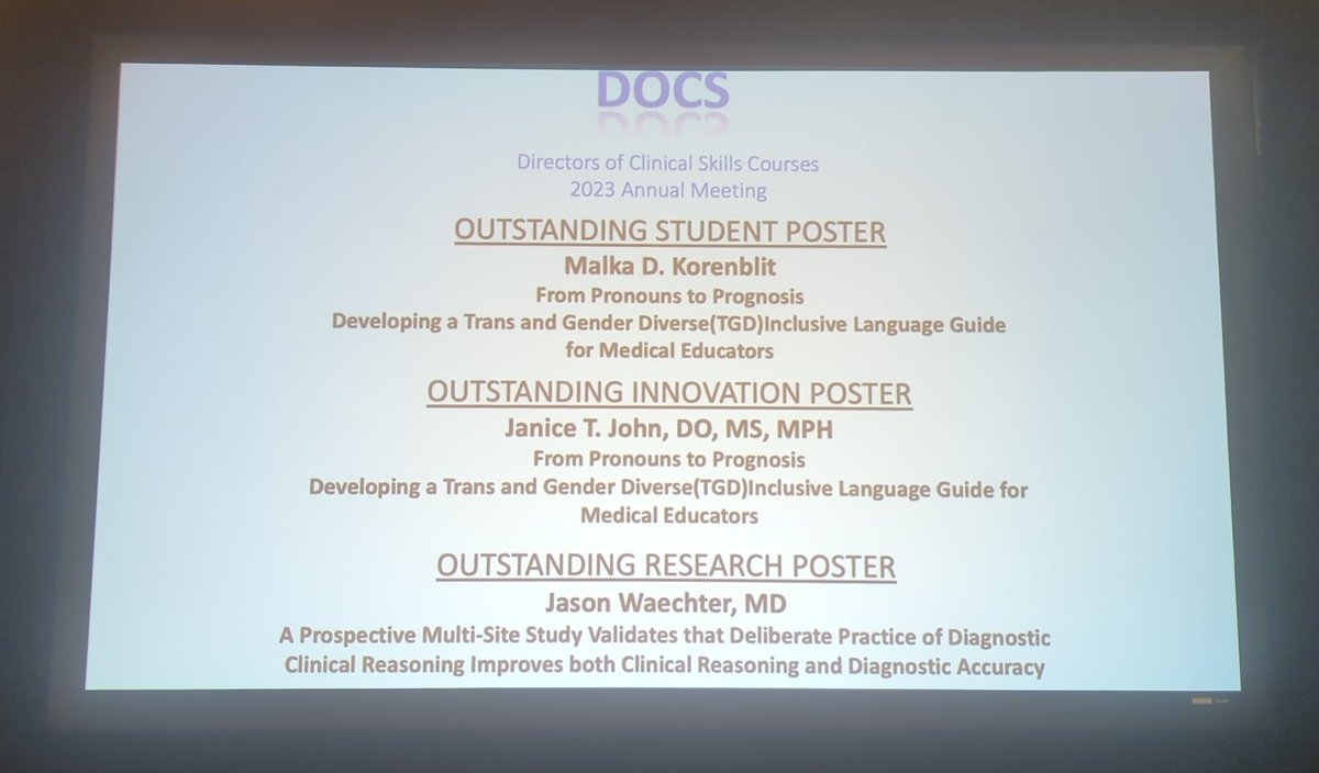 Directors of Clinical Skills Education (@docseducators) on Twitter photo Congratulations to DOCS poster award winners ! #DOCS2023 #AAMC23 Congratulations to DOCS poster award winners ! #DOCS2023 #AAMC23