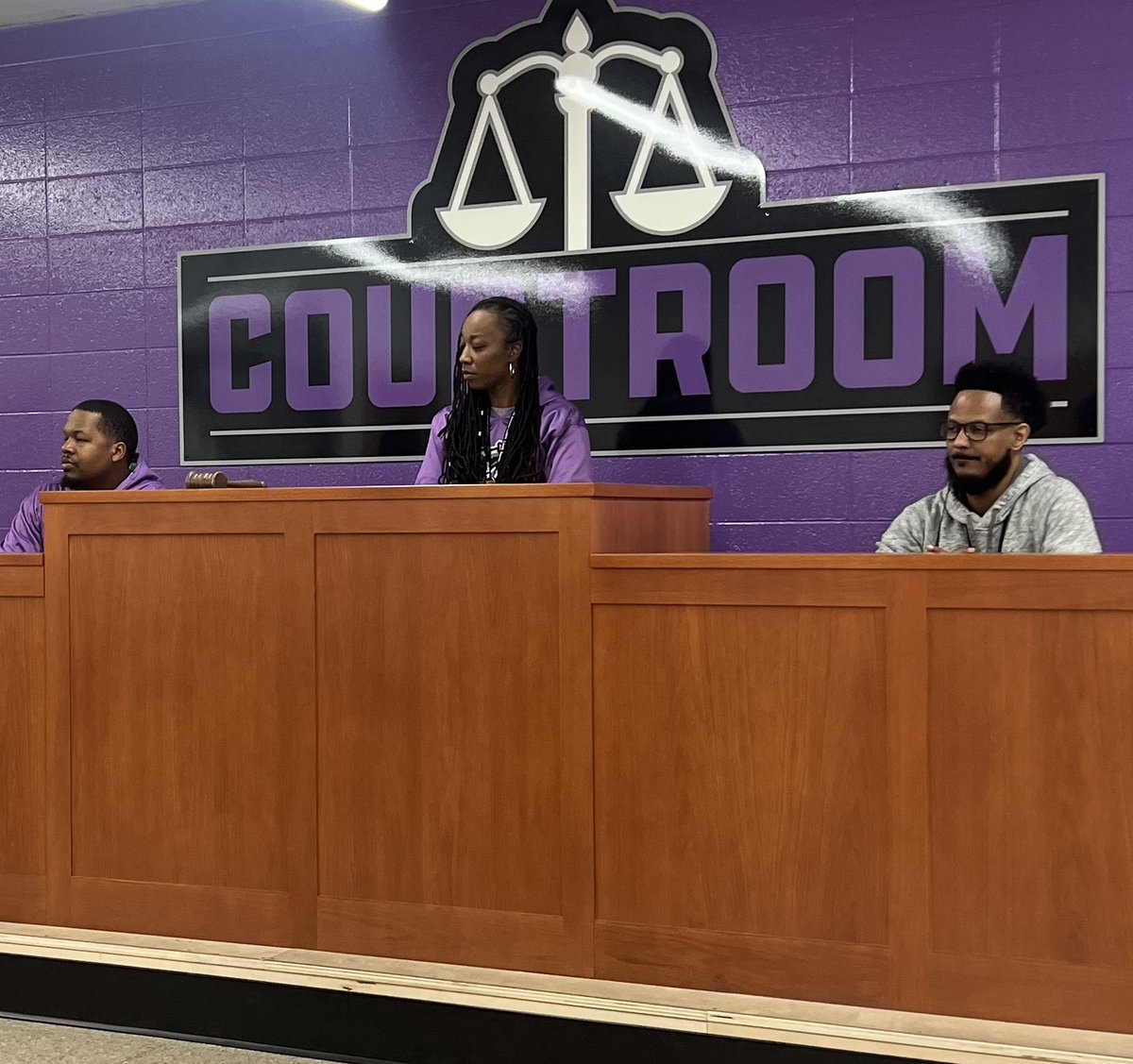 HudsonMiddleS's tweet photo. We held our first “Athletics Appeal” Tribunal today in our Public Service Courtroom. Thankfully, the athlete was able to continue participating in the cheerleading team😀#PanthersLEAD @mssaxton @KearyWalker1 @DrPleasant1908 @502BP_JAY @AprilBr1908 https://t.co/6NbJdkS6Ks