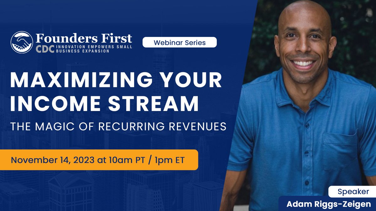 Join us on Tuesday, November 14th at 10 am PT / 1 pm ET to discover how you can maximize your business's income streams through the creation of recurring revenue. Register today: ff-cdc.org/49ojoOY #BizWebinar #RecurringRevenue #BusinessIncome #SubscriptionModel