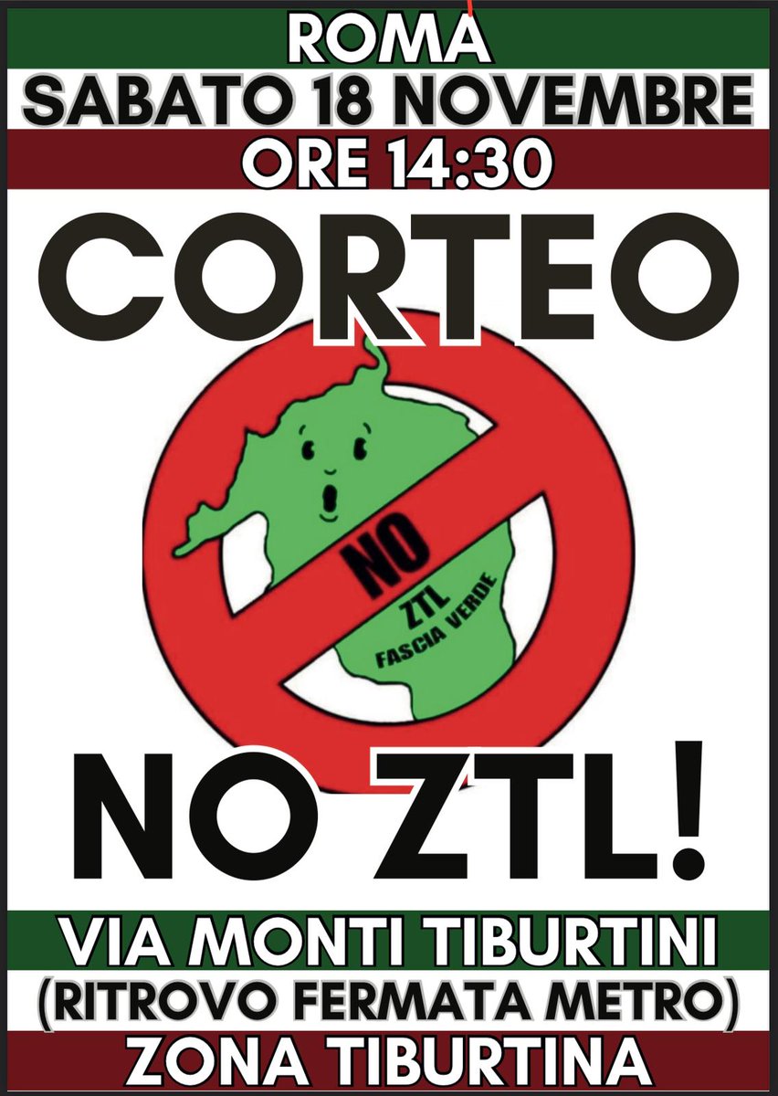FREEvax_Liberta's tweet photo. https://t.co/CcAeoPgfau
A #Roma tutti invitati dalle ore 20 di #OGGI venerdì #3novembre 2023 in via Cernaia 31 al Ristorante "Il cuore di Napoli ribelle" in preparazione (RACCOLTA FIRME ecc.) della MANIFESTAZIONE #NoZTL del #18novembre CONTRO l'allargamento della #ZTL in città. https://t.co/u2c0KukWvE