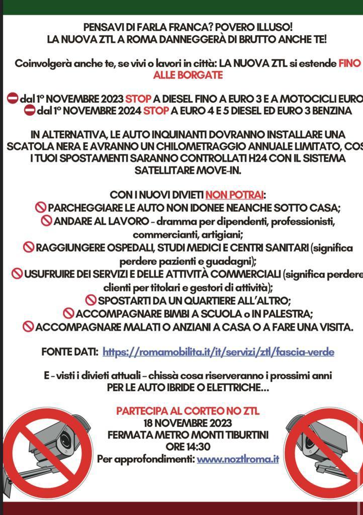 FREEvax_Liberta's tweet photo. https://t.co/CcAeoPgfau
A #Roma tutti invitati dalle ore 20 di #OGGI venerdì #3novembre 2023 in via Cernaia 31 al Ristorante "Il cuore di Napoli ribelle" in preparazione (RACCOLTA FIRME ecc.) della MANIFESTAZIONE #NoZTL del #18novembre CONTRO l'allargamento della #ZTL in città. https://t.co/u2c0KukWvE