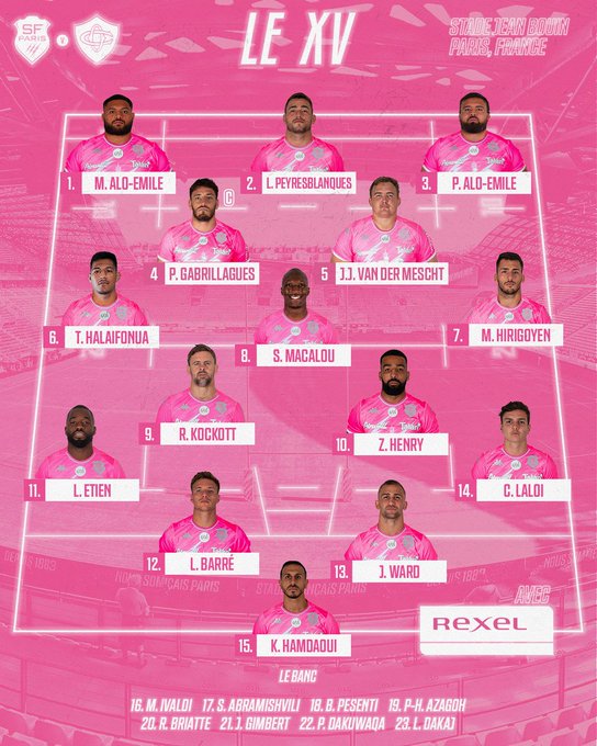 DanslameleeXV's tweet photo. Tout savoir sur Stade Français 🆚 Castres pour la 5ème journée de #TOP14 !
Stade Français (4e) ⚡️ Castres (2e)
⌚️ Samedi 4 novembre à 17h
📺 Multiplex Canal+ / Rugby+
🏟️ Stade Jean Bouin
#Rugby #France #Top14 #SFCO #Paris #StadeFrançais #Castres #CO https://t.co/sHW1q8HdW1