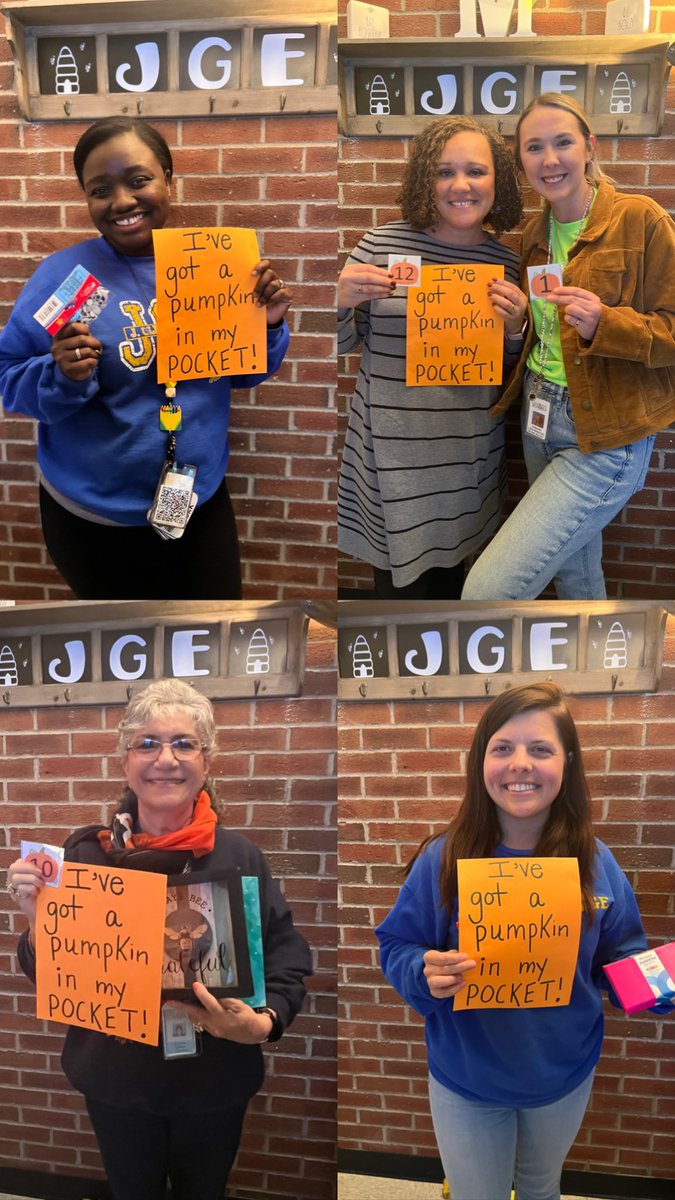 mize_emily's tweet photo. There’s a Pumpkin In My Pocket! 🎃 12 of our awesome staff left with goodies in hand for being the winners of our 2 day pumpkin challenge! #TogetherWeGlow @JGlennEdwardsES https://t.co/oje9WCWfoH
