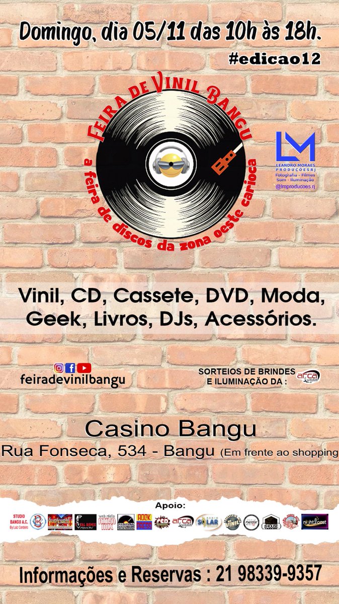 basconca's tweet photo. É isso aí, ladies and gentlemen! 12ª Feira de Vinil de Bangu! Neste domingo, 5/11, a partir das 10 hs. Hermanos tambíén son benvenidos para gastar la plata! @roncaronca @EdMotta https://t.co/rWfJ1UxlA3