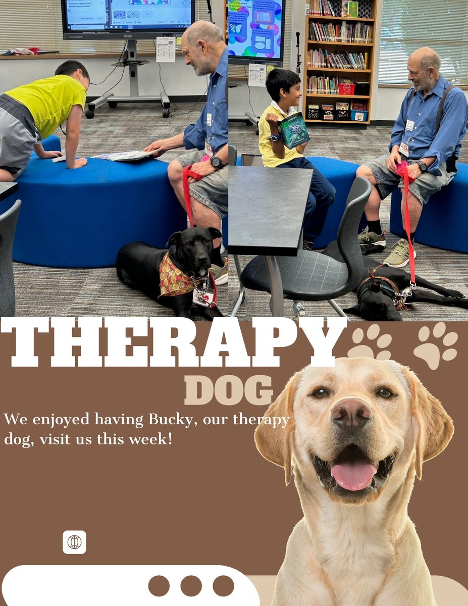 FittsLibrary's tweet image. The Riddle library has had a great year so far filled with Reading with the Therapy Dog, Library Crew volunteers, Coding, and even our Broadcast Team leading announcements each morning. @RiddleElem @FISD_Libraries