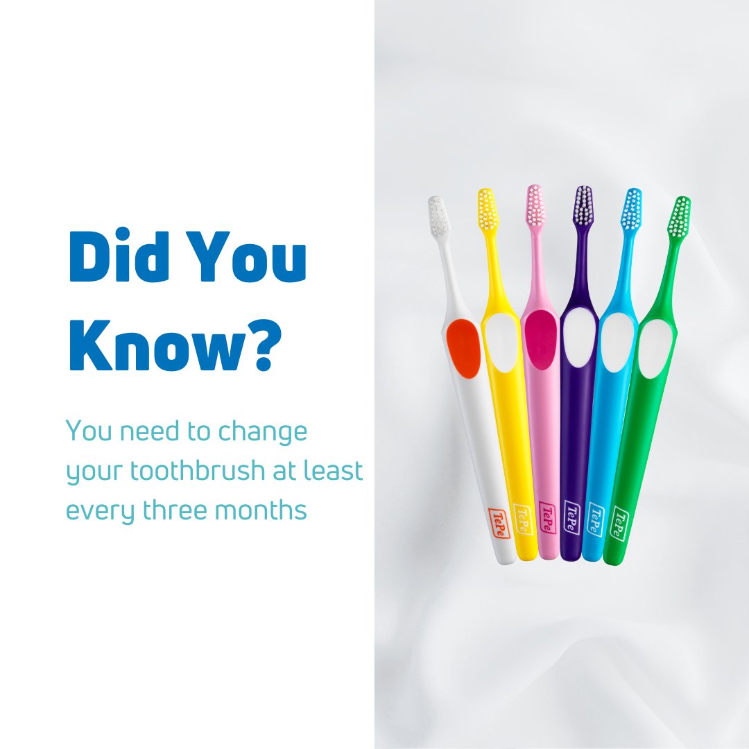 Did you know the American Dental Association recommends replacing your toothbrush at least every 3 months? 🙄🦷 Ooops! If you don't remember when you replaced it last, it's probably time to do that!

#oralhealth #dentalhygiene #toothbrush #smile #brightsmile