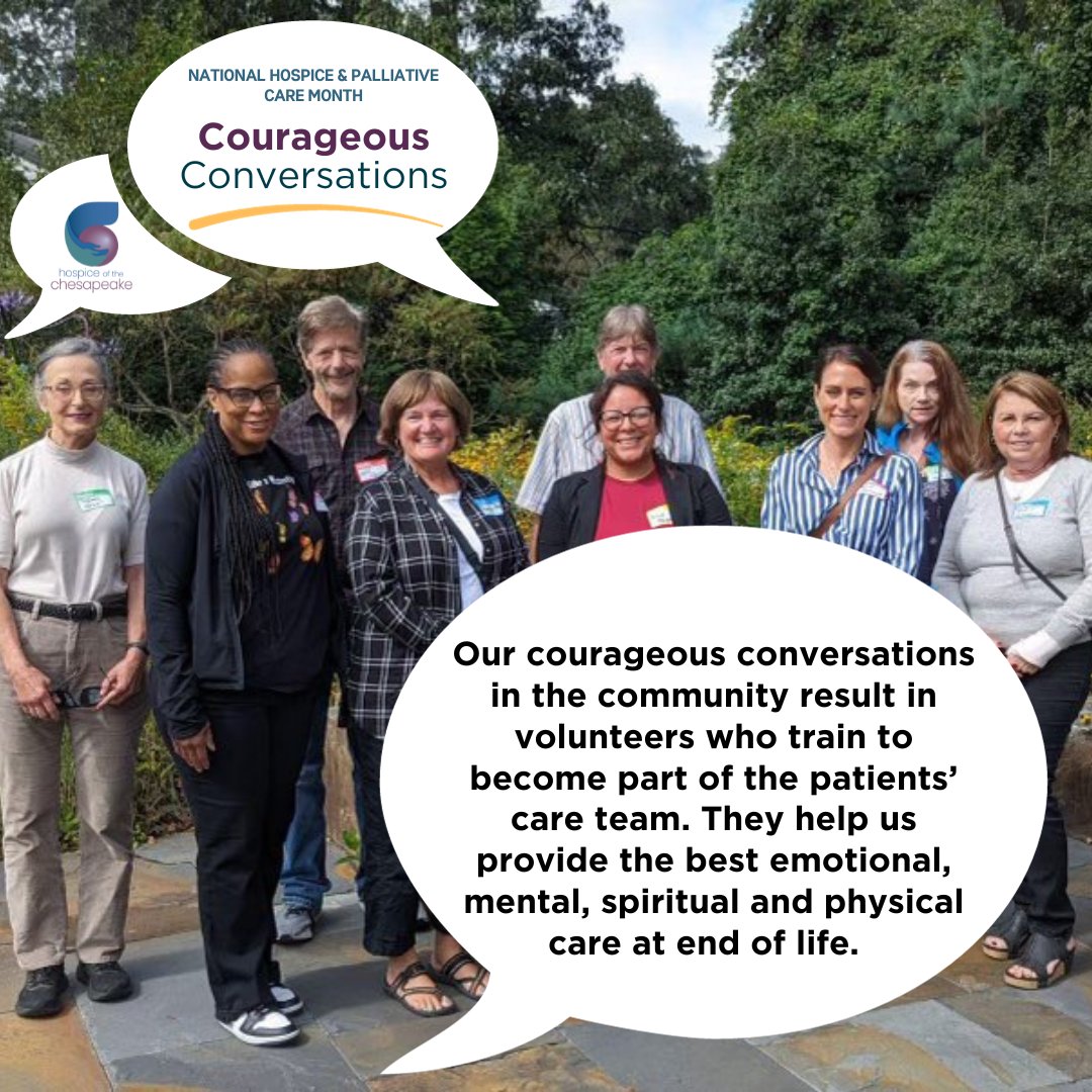 HospChesapeake's tweet image. In support of #HospiceMonth, we're having courageous conversations about volunteering. We were founded by #volunteers and wouldn’t be able to do what we do without them. #hapcm #courageousconversations
@nhpco_news