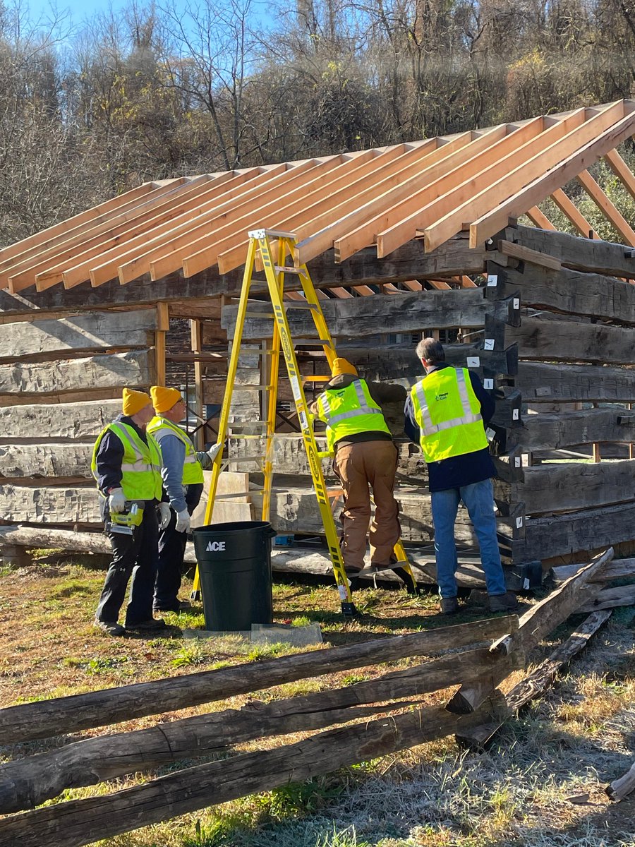 This week, our team helped to insulate and prep the interior of the historical Andrew Bennett Cabin. It's incredible to think about its journey to its new home in Fort New Salem. We are proud to be part of preserving this piece of history. #KeepingHopeAlive