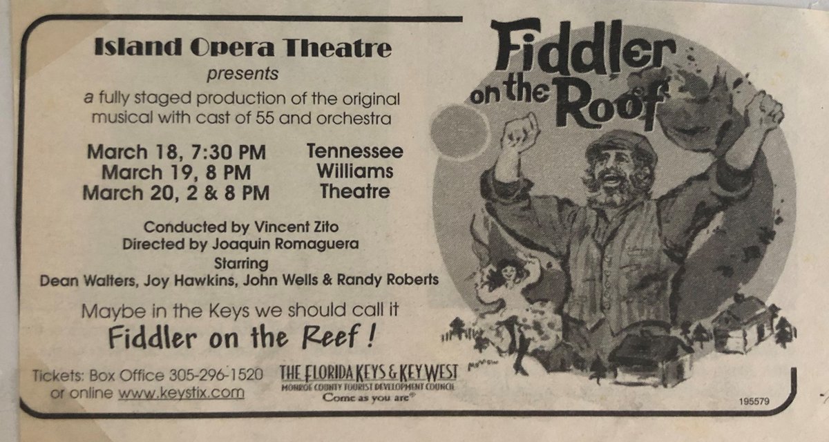 #TWTuesdays
One of the great things about the Tennessee Williams Theatre has been experiencing the incredible talent that we have on this island!
Who remembers Island Opera Theatre and the incredibly gifted actors we had with them?

#tennesseewilliamstheatre #keywest #islandopera