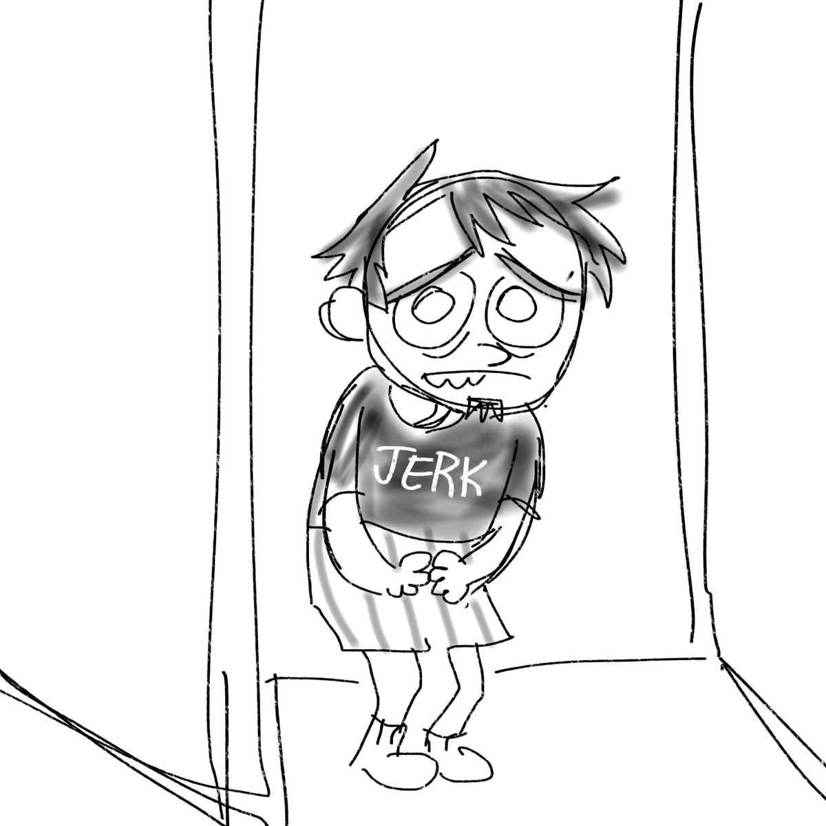 dan vs dan standing in chris' bedroom doorway like a stupid sad animal 