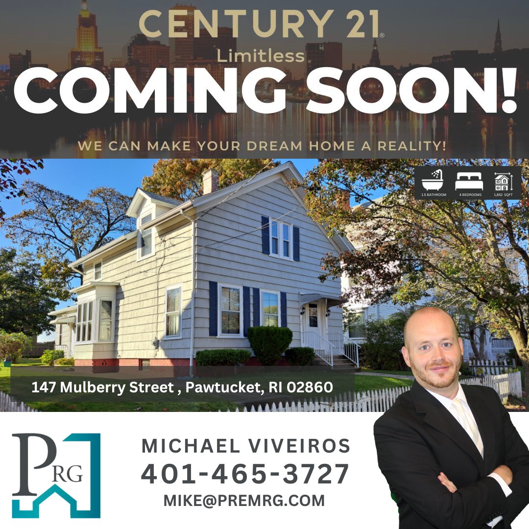 🏡 ✨  Coming Soon! 147 Mulberry Street, Pawtucket, RI 02860 ✨ 🏡 

Get ready to fall in love with this charming property!  Stay tuned for the complete listing and more details because this won't last long!

#ComingSoon #PawtucketRI #RealEstate #SneakPeek #NewListing
