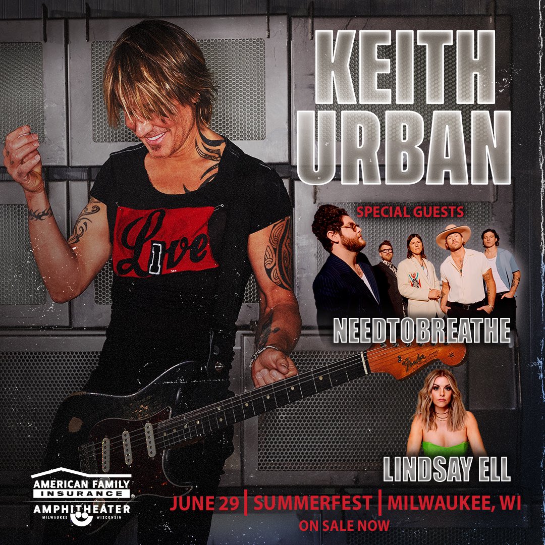 Lindsay Ell (@lindsayell) on Twitter photo I cannot wait to play <a href="/Summerfest/">Summerfest</a> next June alongside <a href="/KeithUrban/">Keith Urban</a> & <a href="/NEEDTOBREATHE/">NEEDTOBREATHE</a>!! 💚 All tickets on sale now. See you there!! 😎
summerfest.com I cannot wait to play <a href="/Summerfest/">Summerfest</a> next June alongside <a href="/KeithUrban/">Keith Urban</a> & <a href="/NEEDTOBREATHE/">NEEDTOBREATHE</a>!! 💚 All tickets on sale now. See you there!! 😎
summerfest.com