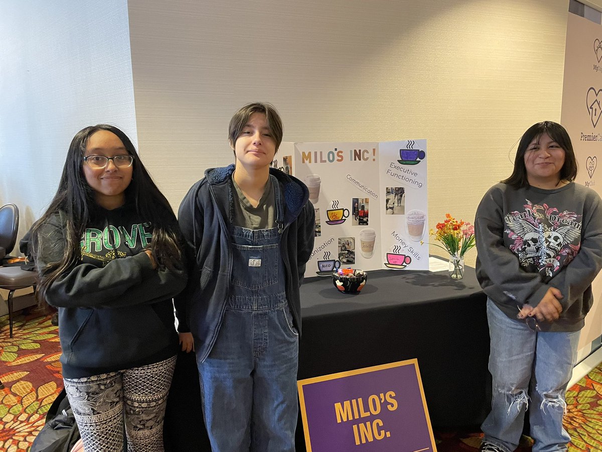 ms_nebelRMHS's tweet photo. Beyond proud of these three wonderful students who attended the ICEC convention to present about our student-run business, Milo’s Inc 💜 what a great way to end the week! @RMHSMUSTANGS https://t.co/hKMOquSuex