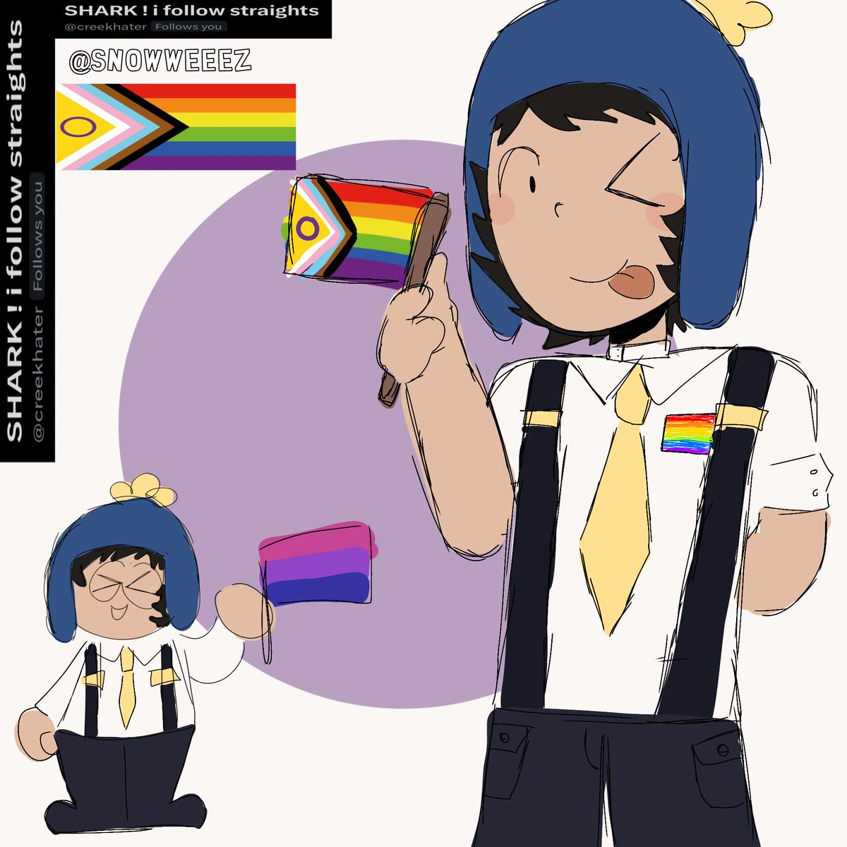 crennyceooo_'s tweet image. On the sptwtdiscourse profile we have hit 12 days, meaning I had to draw me and sharks holding an lgbt flag. So here it is. @creekhater 

- #sptwt #spart #SouthPark