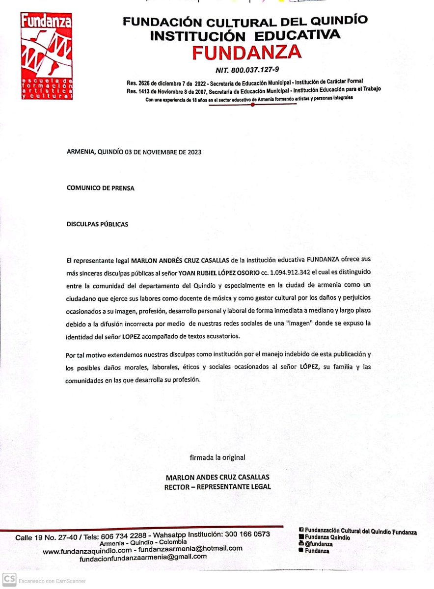 FUNDANZA's tweet photo. COMUNICADO A LA OPINIÓN PÚBLICA. https://t.co/NWVLrcjYXb