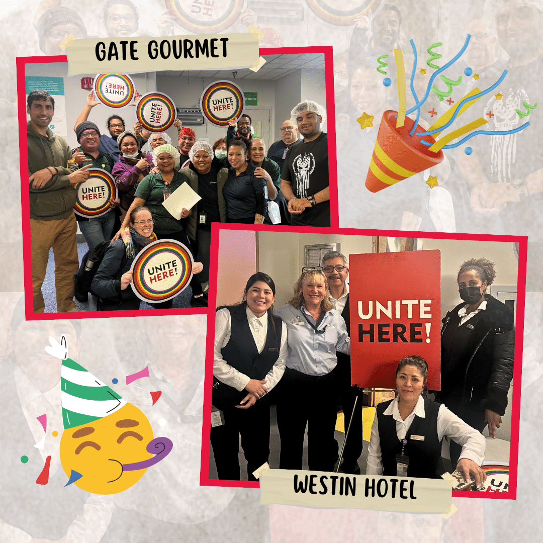 BIG Victories in Denver, CO📍
👩‍🍳Gate Gourmet
...Workers deliver POWERFUL delegation calling for reinstatement of lost flight benefits
🏨NEW Contract@Westin Hotel
👉Language winning more money for tipped workers
👉$3.25 raises over next 14 mo.
👉Tuition reimbursement & much more!