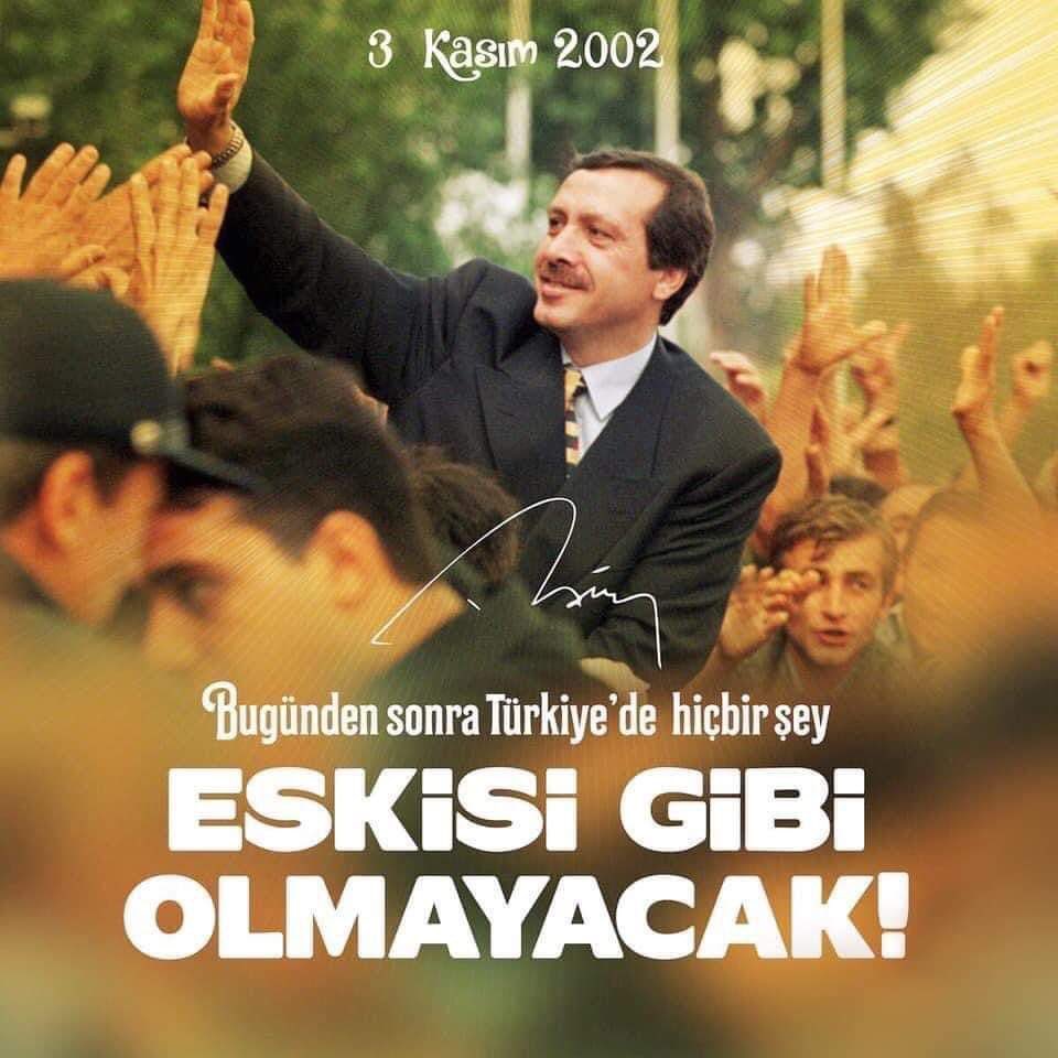 “Bizim Yoldaşımız Millettir.”

#3Kasım2002 Yeni ve Güçlü Türkiye’nin Miladıdır. Rabbim Yolumuzu Açık Eylesin.

#MilleteHizmetYolunda başarılarla dolu nice yıllara! 

@RTErdogan