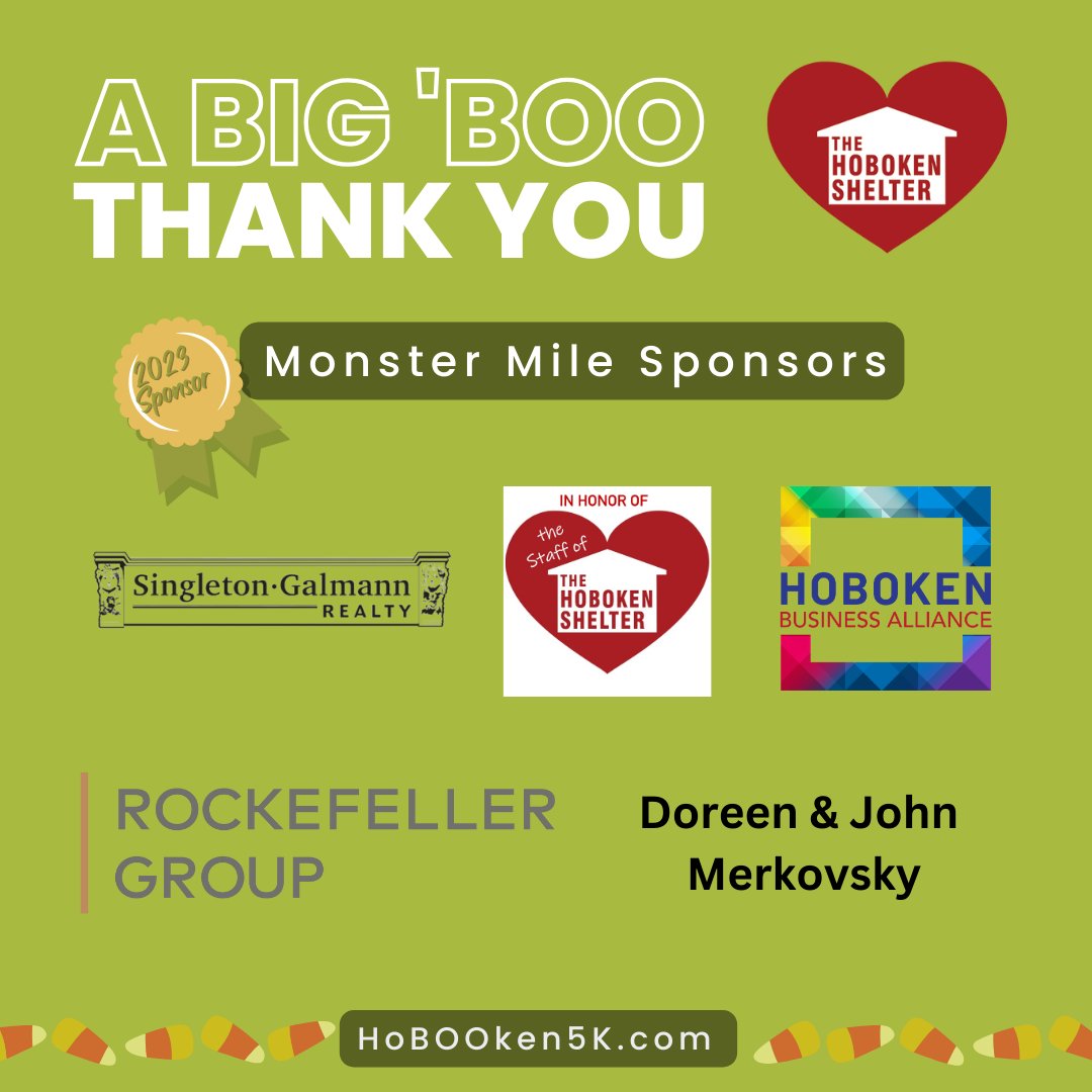 HoBOOken5K's tweet photo. We are incredibly grateful for the generous $2,500 contribution from our Monster Mile sponsors. 🎃 Thanks to your support, The Hoboken Shelter can provide our Neighbors with warm meals and a safe space to sleep.  Together, we can help end hunger and homelessness in Hoboken. 🏡❤️ https://t.co/uiNjGW141d