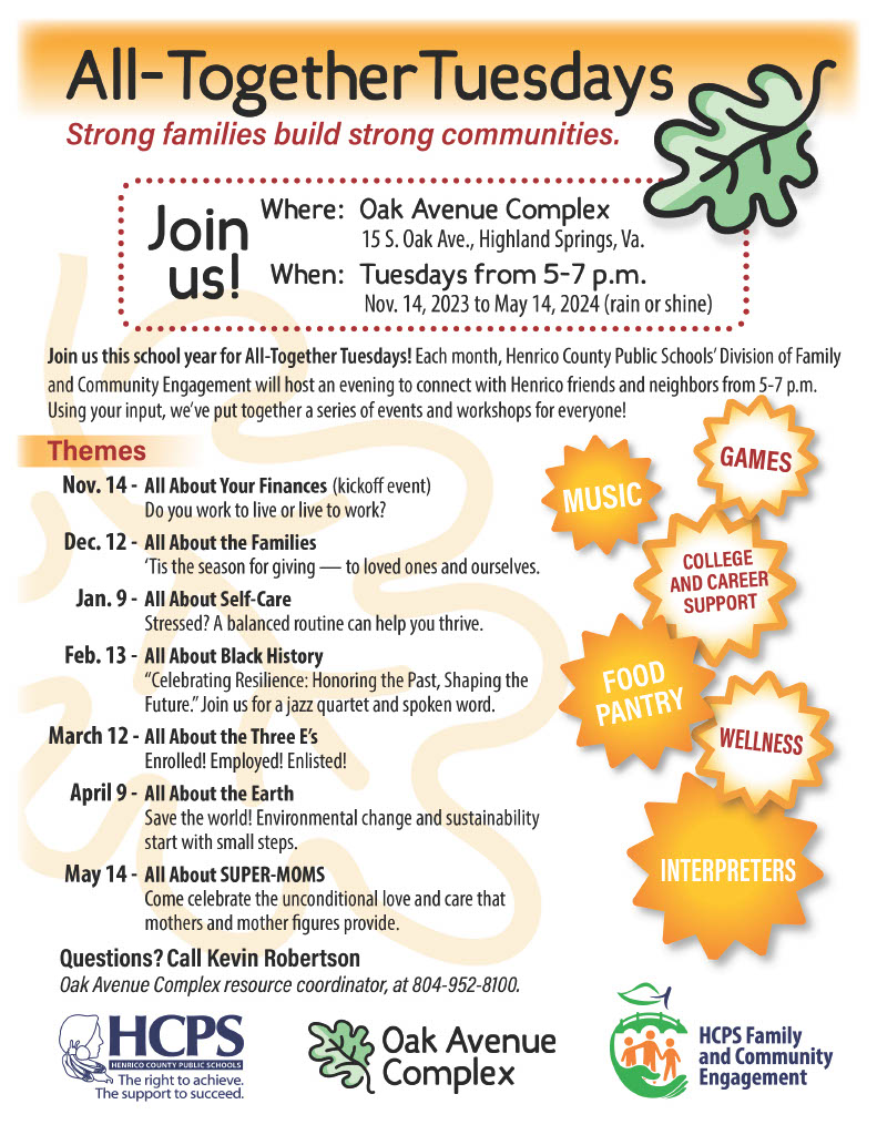 HCPSFamily's tweet image. Today is the day! We are so excited to welcome everyone back to the Oak tonight for All Together Tuesday 5-7PM!