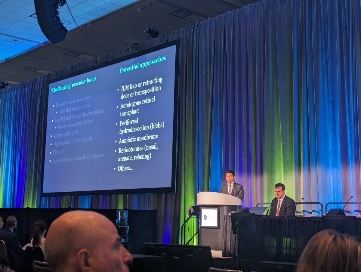 Dr. Elliot Sohn from <a href="/uiowaeye/">UIowa Eye</a> <a href="/uiowa/">University of Iowa</a> discusses treatment for challenging / large macula holes #retinasubday #aao2023 #retina #eyetwitter