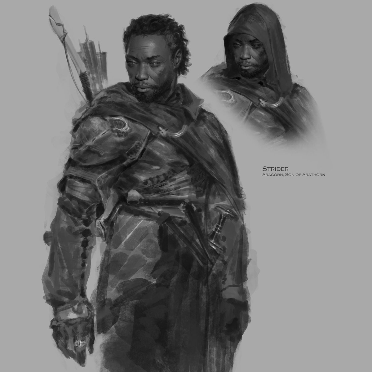 Way back in 2020 I worked with art director @ovidiocartagena and Wizards of the Coast to create a new interpretation of The Lord of the Rings for a new Magic the gathering set. Here is my sketch of Aragorn. #aragorn #magicthegathering #MTGLOTR