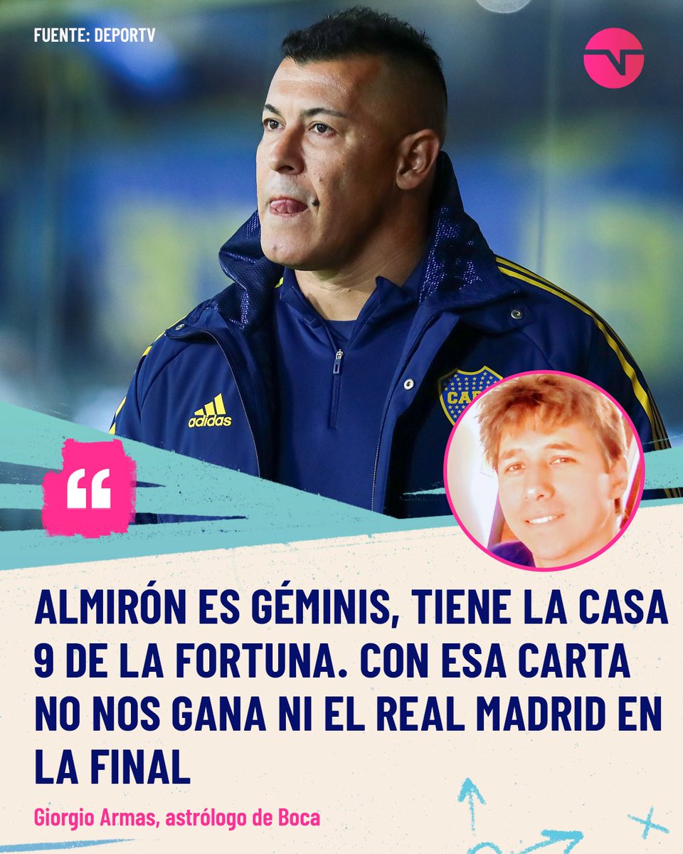 TNTSportsAR's tweet photo. "Lo espectacular que tiene Boca es Almirón, que tiene la casa 9. Entonces, eso quiere decir que no nos gana ni el Real Madrid en una final.

El 4 de noviembre es difícil que alguien le pueda ganar a Boca".

✍🏼 Giorgo Armas, astrólogo Xeneize sobre la final de la Libertadores. https://t.co/Fsvl82wp1E