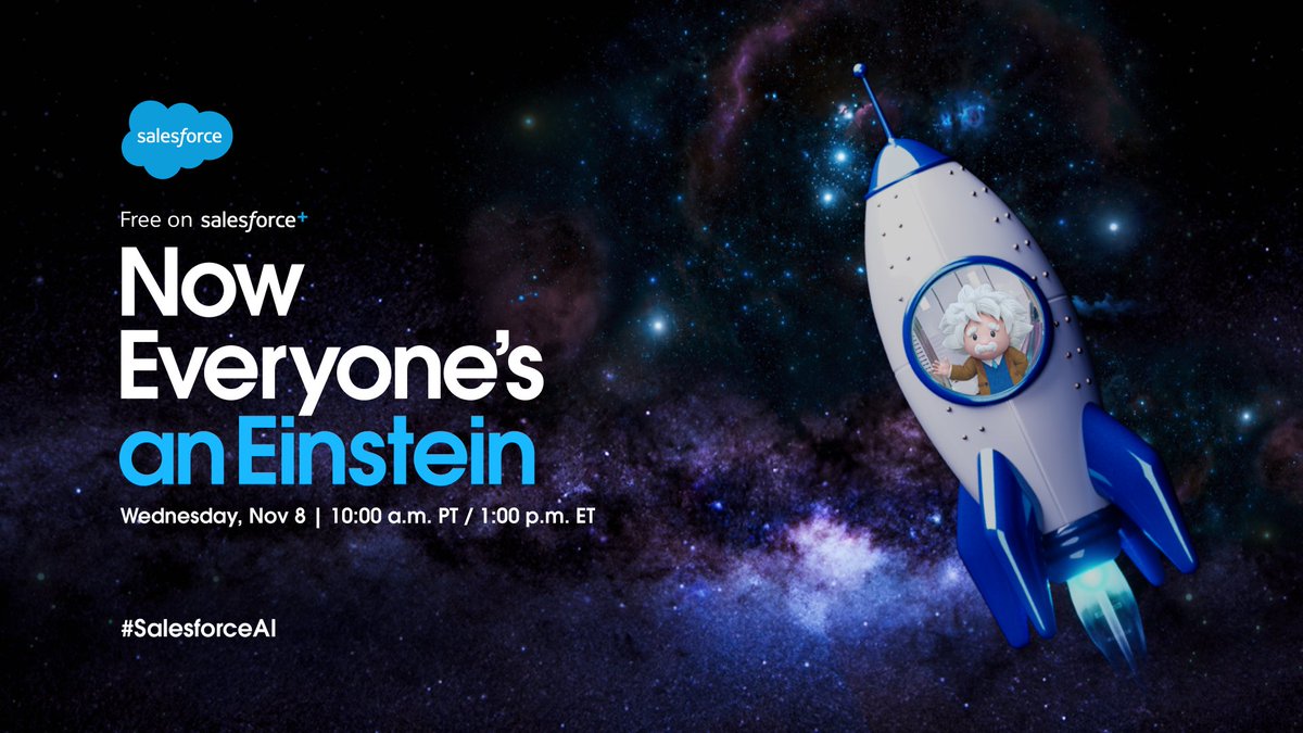 salesforce's tweet image. Tune in to our special virtual event to meet the #EinsteinAI 1 Platform, powered by #SalesforceAI. Don't miss expert-led demos of the next-gen Salesforce Platform and see how it can future-proof your customer relationships. Stream it free on Salesforce+: sforce.co/3sivl8q