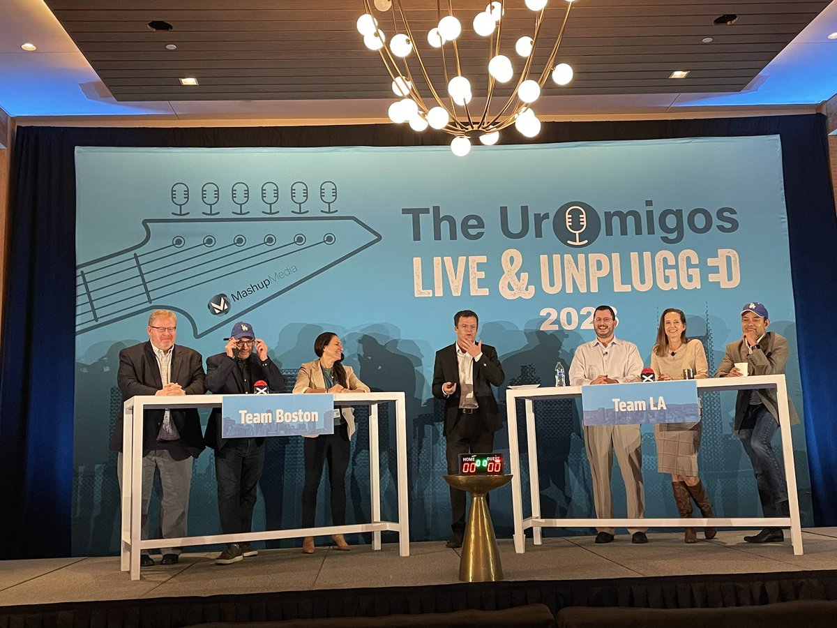 TiansterZhang's tweet photo. Happening now!
#TeamBoston vs #TeamLA
@DrChoueiri @DrRanaMcKay @DrRosenbergMSK take on 

@TDorffOnc @montypal @PGrivasMDPhD 
The best #GUOnc jeopardy! 
@Uromigos #LiveandUnplugged https://t.co/yFx2OvfgAU