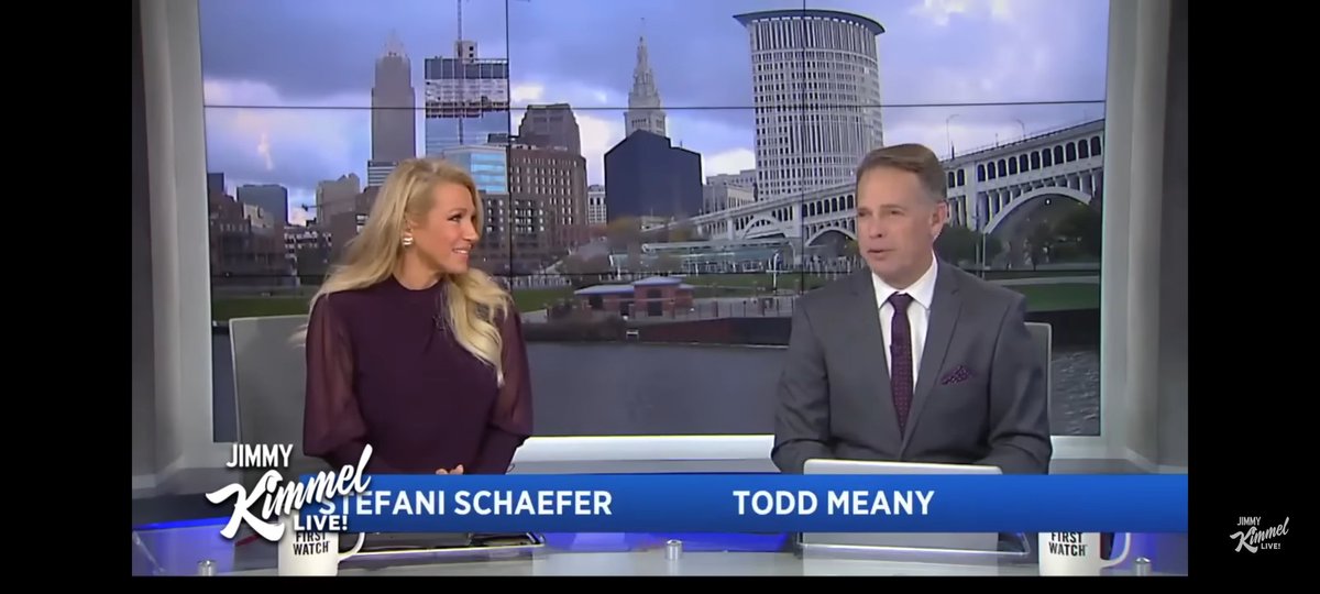 Bruso717's tweet image. Hey @StefaniSchaefer and @toddmeany, your  announcement of November 1st on @fox8news made the Jimmy Kimmel opening reel night before last. Congrats!