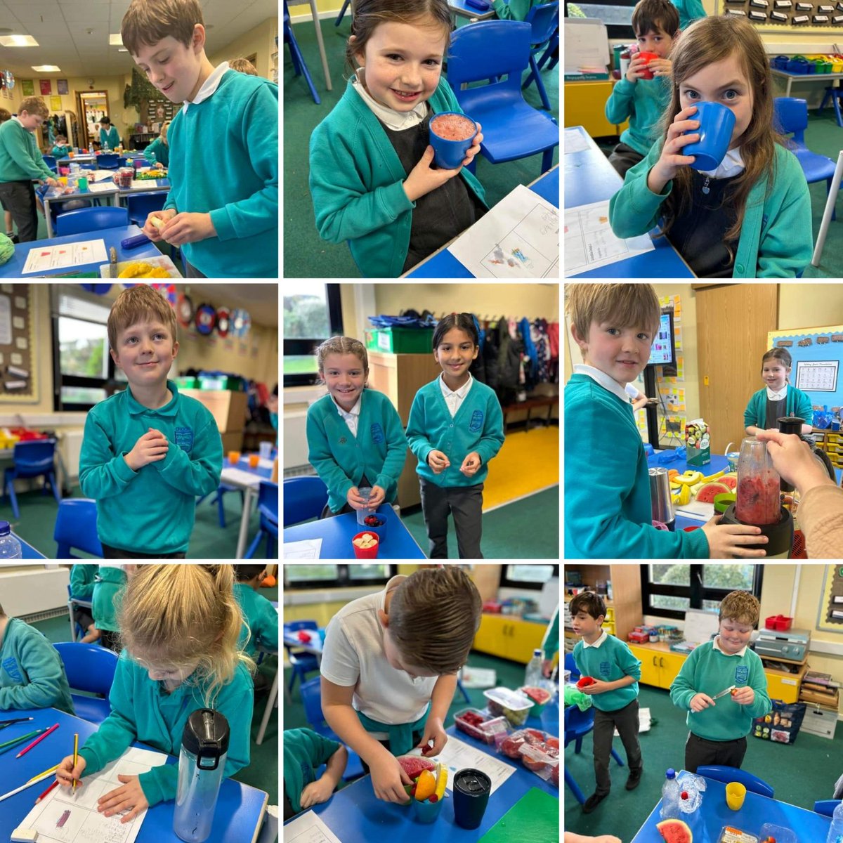 DhoonSchool's tweet photo. 🍉🍒🍓🍌 Class 2 have enjoyed completing their Design and Technology topic today. We have planned, created and then ‘marketed’ our own smoothie by designing the bottle, bottle label and advertisements 🍉🍒🍓🍌 https://t.co/Dd8Z5fpBKJ