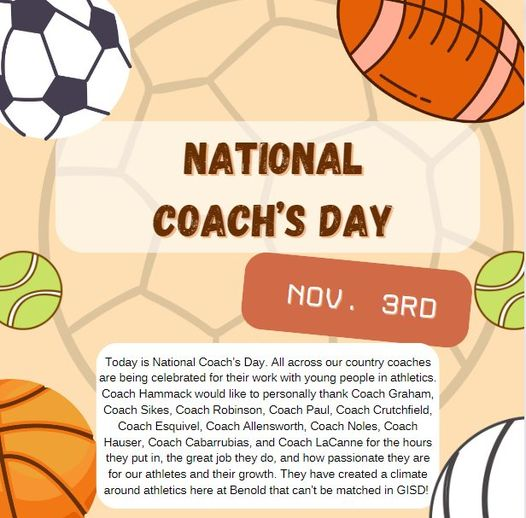 Thank you Benold Coaches for all you do for our students!  #weappreciateyou #thankacoachtoday