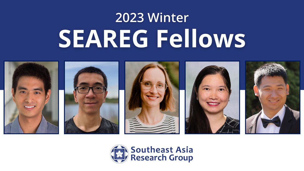 Congratulations to our new cohort of SEAREG Fellows! •Songkhun Nillasithanukroh, @ClintonSchool •Zhihang Ruan, @Hunter_College •Megan Ryan, @umichLSA •Mai Truong, @_MUPoliSci •Nguyen Dinh Tuan Vuong, @UW_AAE dcid.sanford.duke.edu/seareg-fellows/