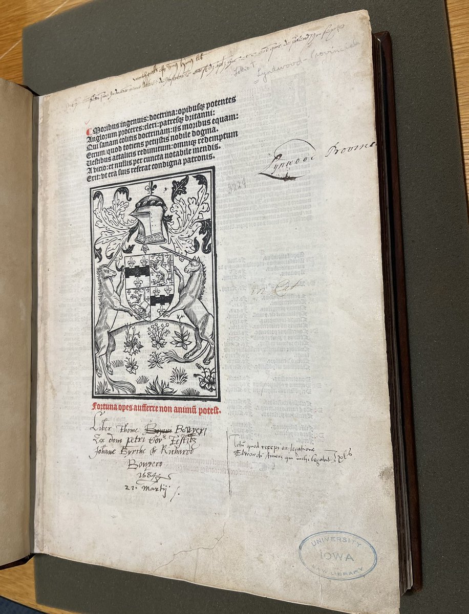 amyhu1919's tweet photo. Oldest book in the law library from 1490, written in Latin.
In red it reads “Fortune cannot bring wealth to the mind”. Is it still right today? It depends… https://t.co/62lTmOzHsA