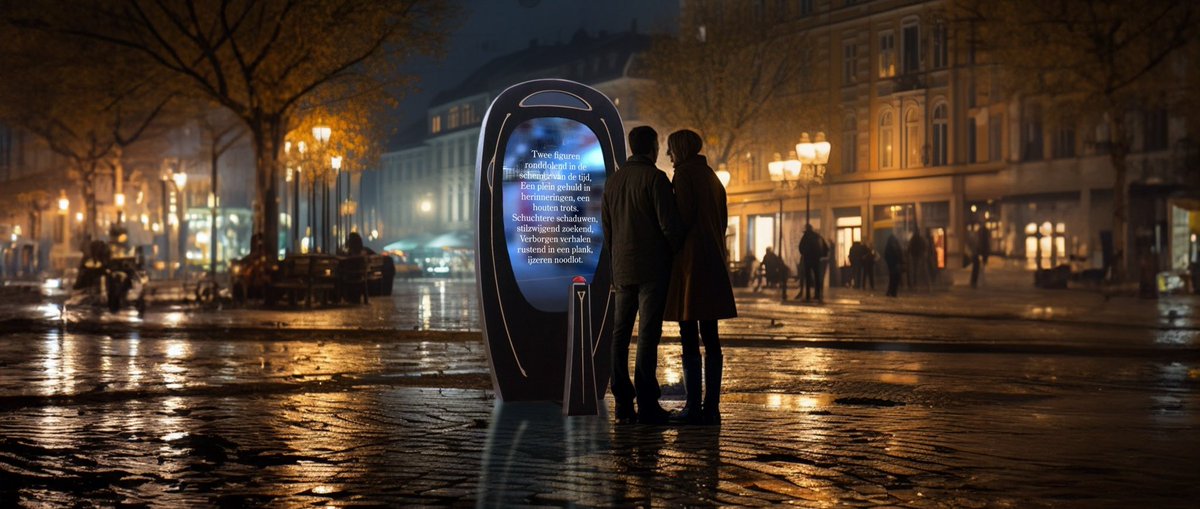 Kan AI ook gedichten maken? Op 17 november staat ie voor @RM_Oudheden en 18-19 nov voor de Oude UB: de AI poem booth van Vouw Studio. Je gaat ervoor staan, er wordt een foto gemaakt, en op basis van je foto volgt een gedicht, door een 🤖… Benieuwd!