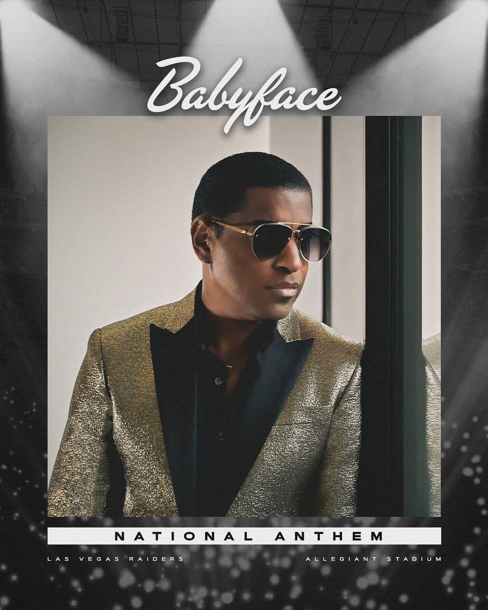 Watch our client @babyface perform the National Anthem at the @Raiders vs. @Giants game this Sunday, 11/5 at @AllegiantStadm in Las Vegas 🎶🎤 #PMusicGroup