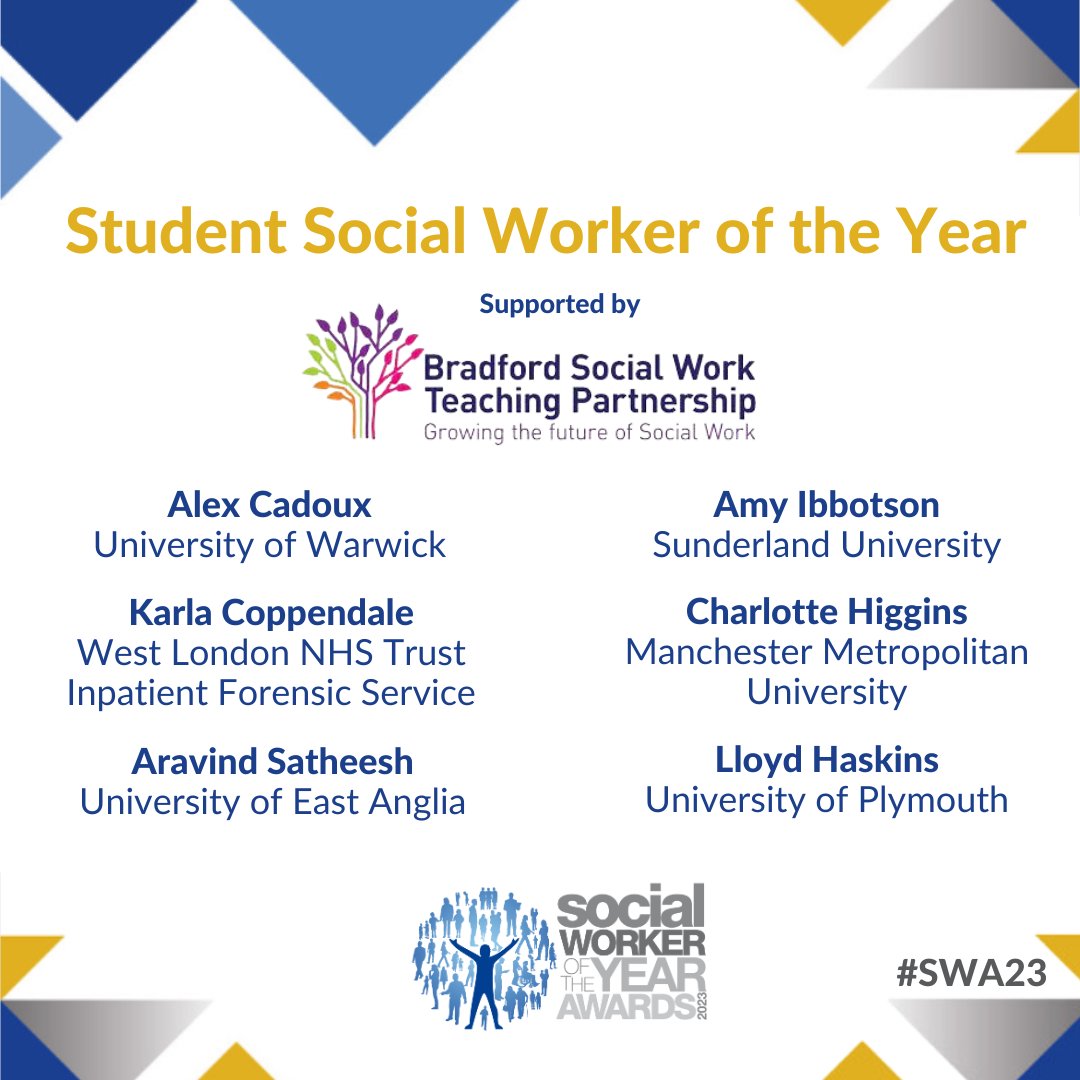 Opening the Awards ceremony is Student Social Worker of the Year! 🌟 Supported by @BradfordSwtp #SWA23