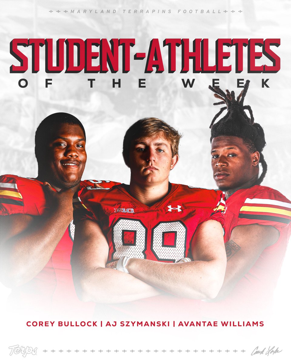 Michael Locksley (@coachlocks) on Twitter photo Congrats to our Student-Athletes of the Week!
<a href="/RunItUpCorey/">Corey Bullock</a>, <a href="/AJSzymanski3/">AJ Szymanski</a>, Avantae Williams Congrats to our Student-Athletes of the Week!
<a href="/RunItUpCorey/">Corey Bullock</a>, <a href="/AJSzymanski3/">AJ Szymanski</a>, Avantae Williams