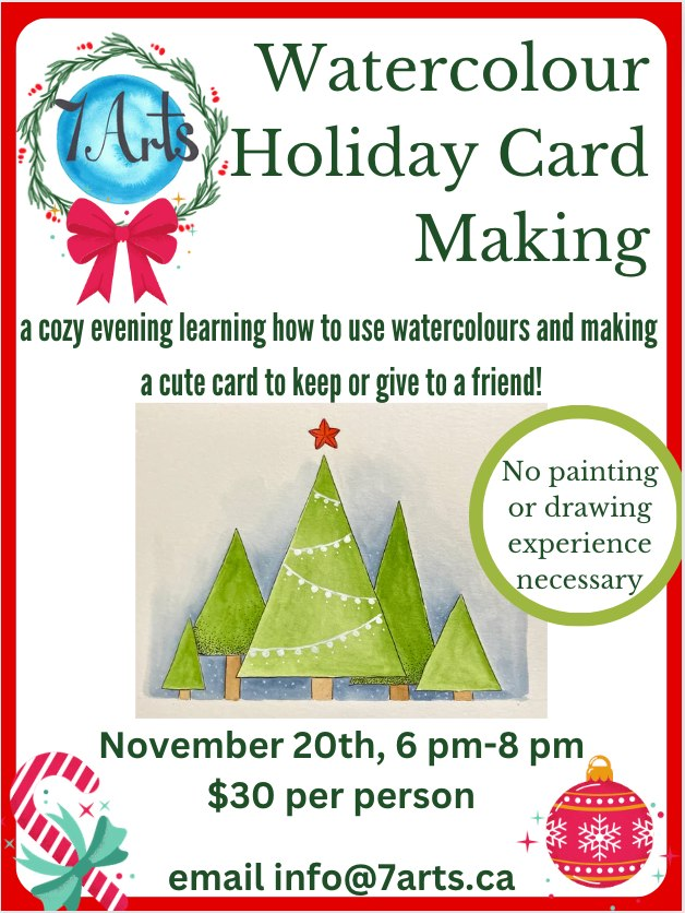 Join the fun at 7Arts!! Watercolor Holiday Card Making